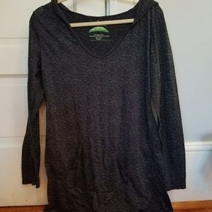 Black Yoga Long Sleeve Shirt With Hood